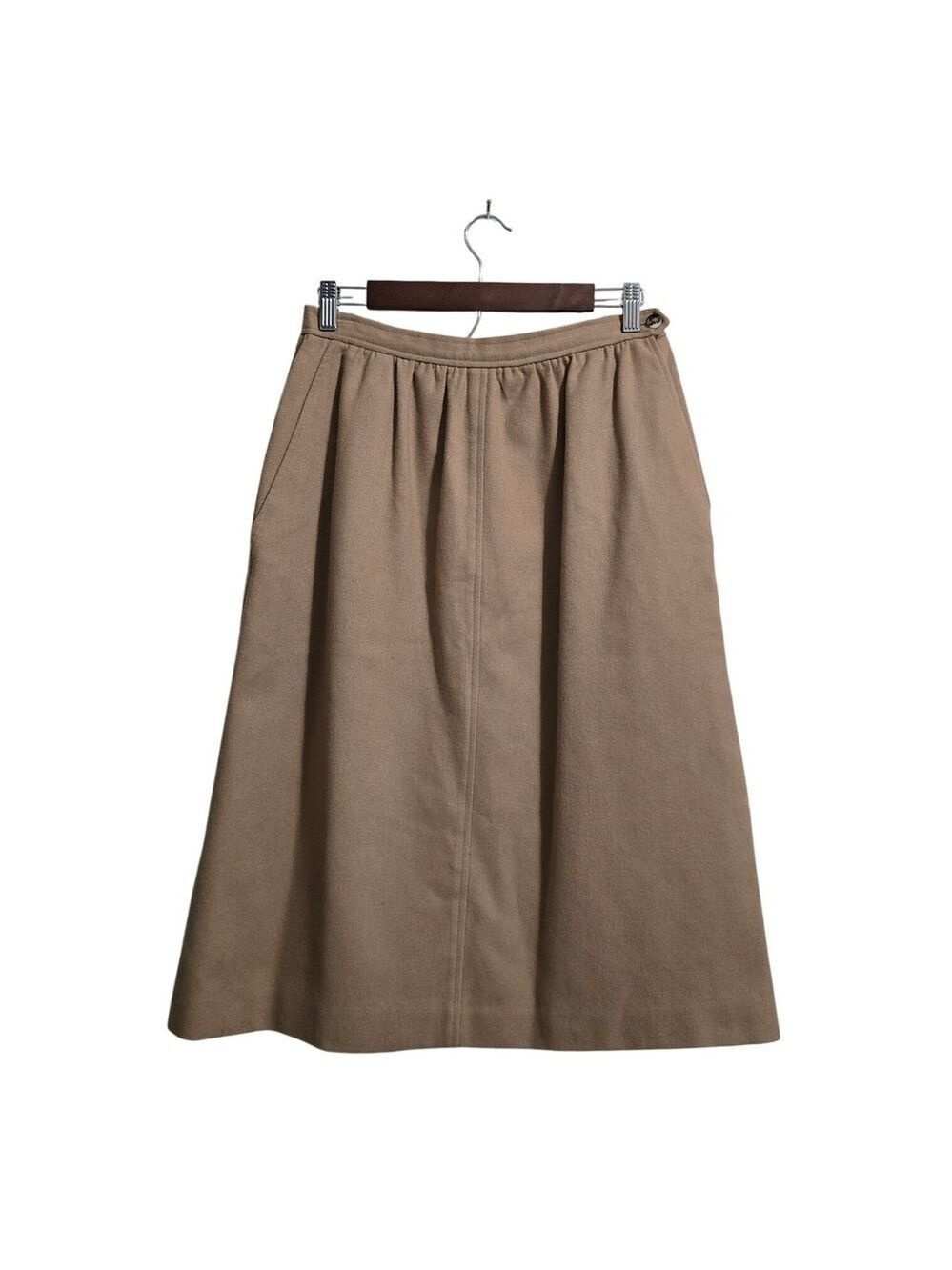 Evan Picone Vintage Wool Blend A-Line Midi Skirt In Tan Sz 14